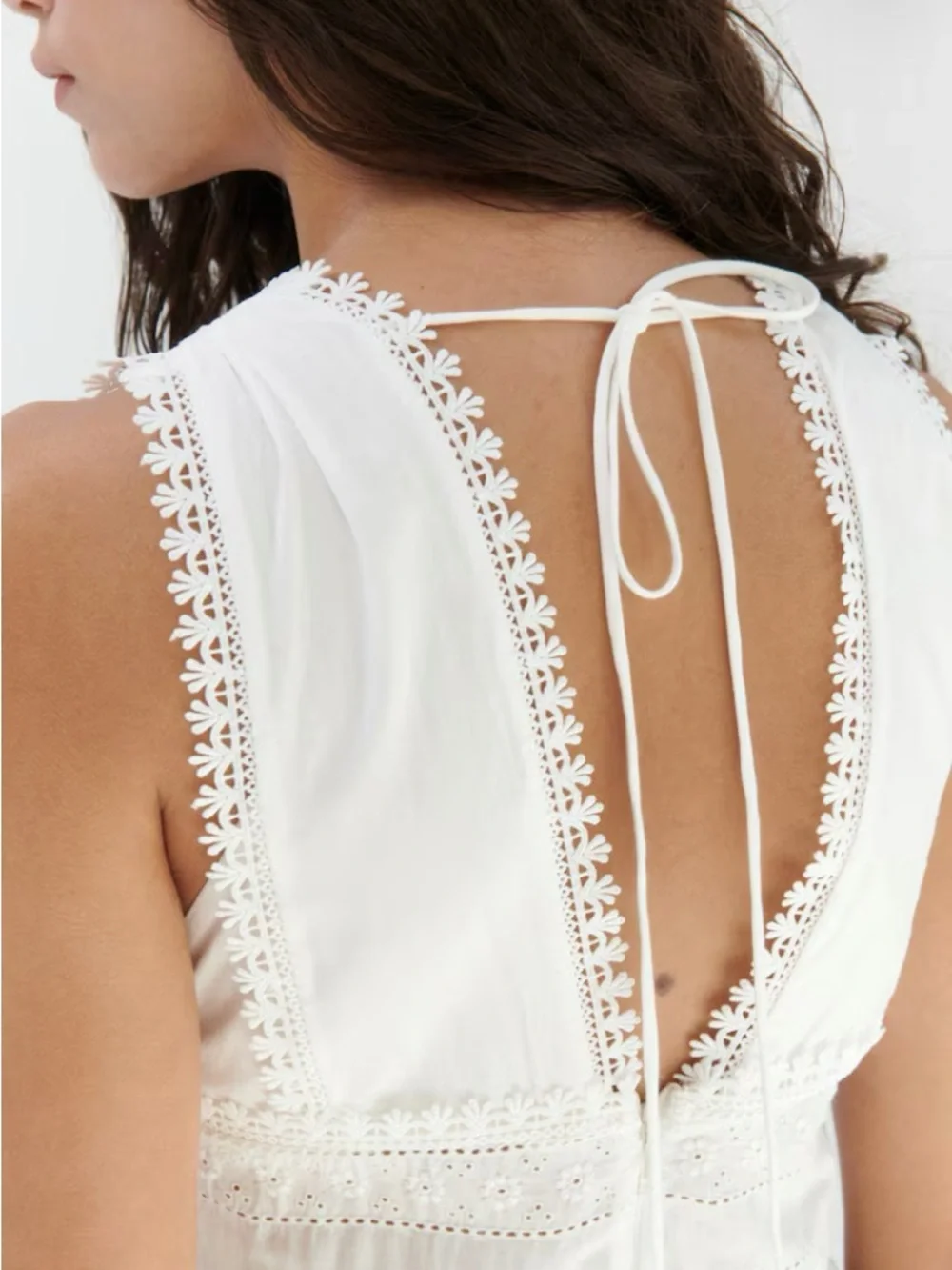 Muslin White Lace-Trim Maxi Dress - NWT, size S (will fit up to slim size 6) - Picture 3 of 6